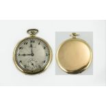 Art Deco Slim line Gold Plated Open Faced Pocket Watch.