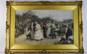 Victorian Framed Print The Village Wedding After Samuel Luke Fildes, Glazed With Gilt Moulded Frame,