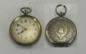 Swiss 1920's Keywind High Grade Silver And Ornate Ladies Pocket Watch. Marked Silver 935.