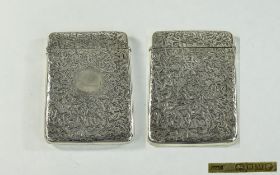 A Victorian- Fine Quality Silver Hinged Card Case with Chased Decoration To Body Of Case and Vacant