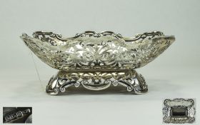 Edwardian Elegant and Fine Openwork, Pierced and Footed Shaped Bowl.