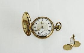 Limit - Top Quality Art Deco Gold Plated Keyless Full Hunter Pocket Watch In Pristine Condition and
