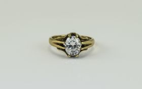 Gents 9 Carat Gold Gypsy Set Single Stone CZ Dress Ring the central single faceted stone CZ.