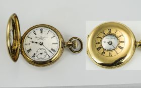 Lever Brothers of New York 14kt Gold Demi Hunter Pocket Watch.