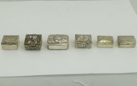 Very Nice Collection of Silver Hinged Vintage and Modern Pill Boxes ( 6 ) In Total.