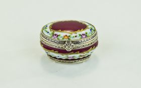 Neoclassical - Hand Painted and Signed V Serra Silver and Porcelain Quality Box.