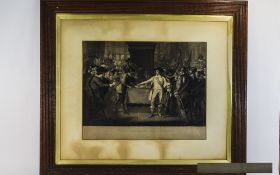 Cromwell Dissolving The Long Parliament Large 19thC Oak Framed and Glazed Engraving.