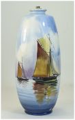 Minton, Tall And Impressive Early 20th Century Signed Vase/Lamp Base 'Sailing Ships' Signed Dean