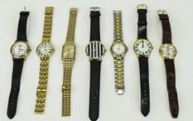 A Collection of Seven Modern Gents Fashion Wrist Watches, Makes Include Accurist, Reflex, Carvel,