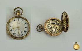 Limit - Art Deco Swiss Made 10ct Gold Plated Open Faced Pocket Watch,