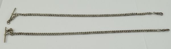 Antique Silver Alberts ( 2 ) In Total. Each 13 Inches In Length. 56 grams.
