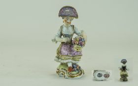 Chelsea / Derby 18th Century Hand Painted Porcelain Figure. c.1790. Of a Young Woman Seated with