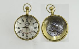 A Vintage Nautical Echappement Roskopf Brass and Glass Ball Clock / Watch with Visible Escapement,