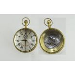 A Vintage Nautical Echappement Roskopf Brass and Glass Ball Clock / Watch with Visible Escapement,