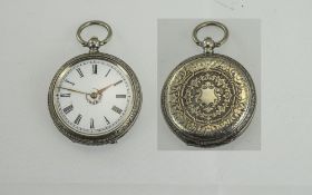 Swiss - Key wind Ladies Silver Fob Watch