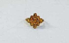 Madeira Citrine Cluster Ring, eleven ova