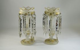 Pair Of Victorian milk Glass Lustre's Sh