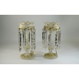 Pair Of Victorian milk Glass Lustre's Sh