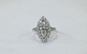 Ladies 18ct White Gold Marquise Shaped D