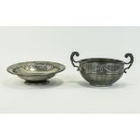 Civic Pewter Two Handled Bowl, numbered