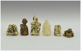 Collection Of Six Carved Ivory Figural N