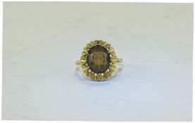 A Vintage 9ct Gold Set Single Stone Faceted Cut Topaz Dress Ring. Fully Hallmarked. 6 grams.