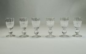 Set of 6 Cut Glass Sherry Glasses.