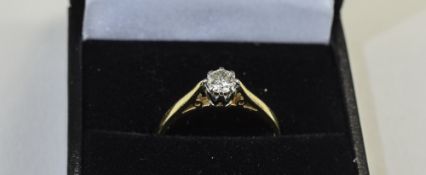 Ladies 18ct Gold Set Single Stone Diamond Ring, The Brilliant Cut Diamond of Good Colour and