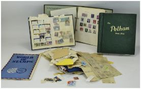 Blue Carrier Bag Full of Stamp Albums, Loose Stamps, Stock Books etc, From All Over The World,
