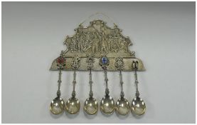 Dutch- Nice Quality Ornate and Embossed Silver Spoon Rack. CIRA 1940/50.