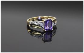 9 Carat Gold Amythist Dress Ring fully hallmarked. Ring size L.