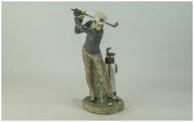 Lladro Figure ' The Golfer ' Model Num 4825. c.1977 - 1984. Stands 10.5 Inches Tall. Mint Condition.