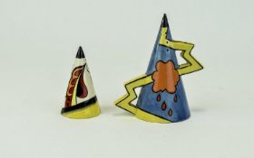 Lorna Bailey - Old Ellgreave Hand Painted and Conical Shaped Sugar Castors ( 2 ) In Total. 1/