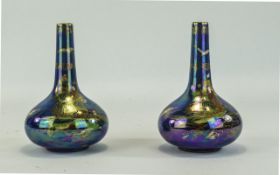 Crown Devon Fieldings Pair of Fine Lustre Vases Ships Galleon, Royal design. Painted marks to base.