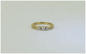 Diamond Three Stone Ring Set With Round Brilliant Cut Diamonds, Unmarked Tests High Carat,