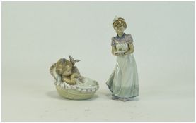 Lladro Figures ( 2 ) In Total - 1/ Sleeping Infant, Model 6710. 4.25 Inches High, Mint Condition.