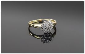 9 Carat Gold Diamond Cluster Ring fully hallmarked. Ring size M. Est diamond weight .25 carat.