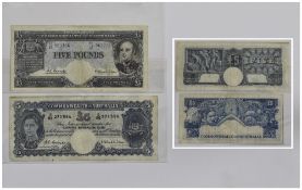 Commonwealth Bank Of Australia Coombs / Wilson, Five pounds note series 55-271356 EF Condition.
