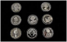 Queen Elizabeth II 75th Birthday Coin Collection, Comprises 8 Silver Proof Crowns In 925 Silver.