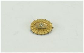 Victorian 9ct Gold Locket / Brooch Set with Seed Pearls to Centre, Hallmark Birmingham 1889. 1.