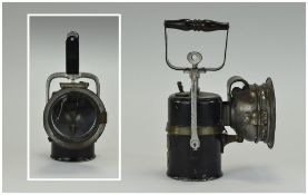 A Vintage Metal Railway Lamp Made By The Premier Lamp Co, Leeds. Reg No.686127. Height 10.25 Inches.
