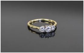 18ct Gold 3 Stone Diamond Ring. The Diamond of Good Colour Est 30 to 40 in Total. Fully Hallmarked.