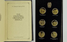 John Pinches Medallists Ltd " The Churchill Centenary Medals " Collection Of 24 Silver Gilt