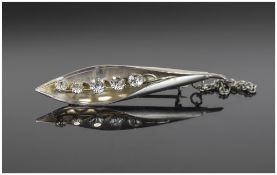 Silver ' Lily of The Valley ' Art Nouveau Brooch, By Birmingham Silversmith, Arthur Johnson Smith.