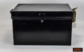 W.F.H. Clerkenwel Vintage Large Two Handle Painted Black Metal Strong Box.