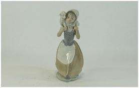 Nao by Lladro Figure ' Shepherdess with Lamb ' c.1980's. 9.75 Inches High, Mint Condition.
