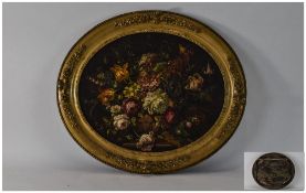 Early to Mid 19th Century Unsigned Oil on Board. A floral still life of good quality.