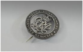 An Original World War 1 Silver War Badge 'For King and Empire Services Rendered' No B201219 Jesse
