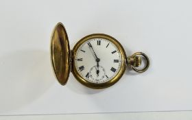Geneva Watch Co Gold Plated / Filled Full Hunter Pocket Watch, Features White Porcelain Dial,