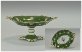 Royal Crown Derby Large Floral / Roses Decorated Pedestal Bowl with Painted and Applied Gold